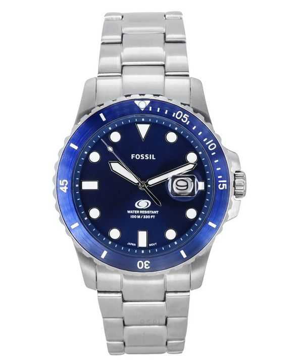 Orologio da uomo Fossil Blue Dive in acciaio inossidabile con quadrante blu al quarzo FS6029 100M