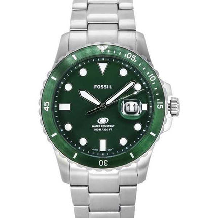 Orologio da uomo Fossil Blue Dive in acciaio inossidabile con quadrante verde al quarzo FS6033 100M