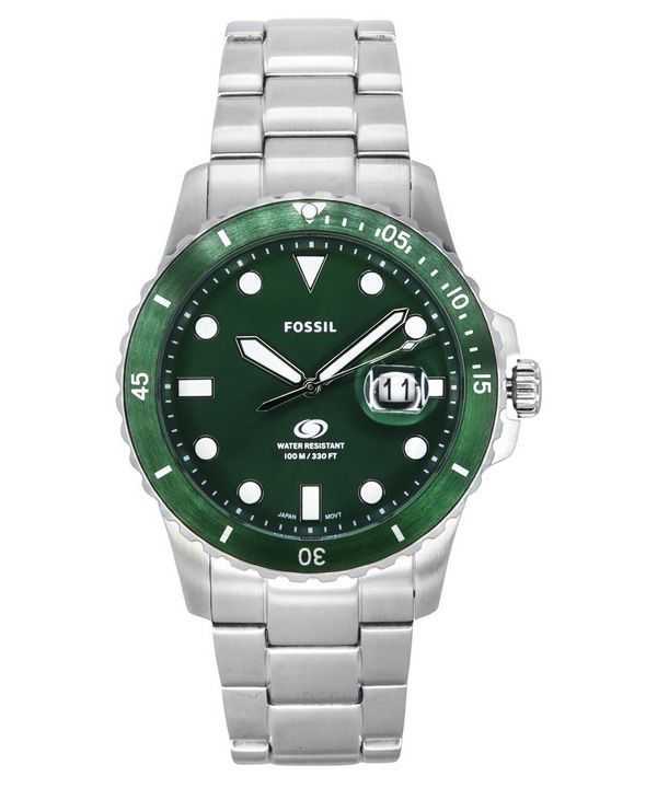Orologio da uomo Fossil Blue Dive in acciaio inossidabile con quadrante verde al quarzo FS6033 100M