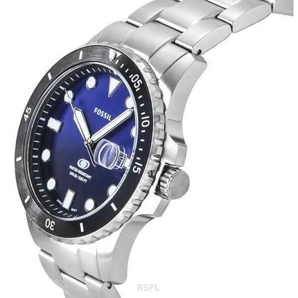 Orologio da uomo Fossil Blue Dive in acciaio inossidabile con quadrante nero e blu al quarzo FS6038 100M