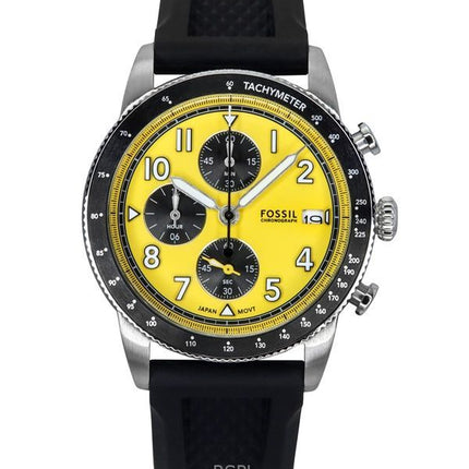 Orologio da uomo Fossil Sport Tourer Chronograph con cinturino in silicone e quadrante giallo al quarzo FS6044