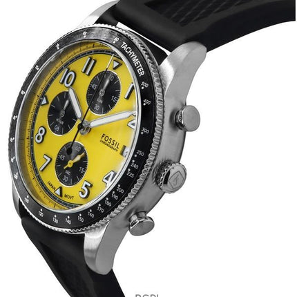 Orologio da uomo Fossil Sport Tourer Chronograph con cinturino in silicone e quadrante giallo al quarzo FS6044