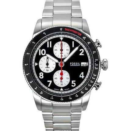 Orologio da uomo Fossil Sport Tourer Chronograph in acciaio inossidabile con quadrante nero al quarzo FS6045
