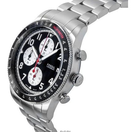 Orologio da uomo Fossil Sport Tourer Chronograph in acciaio inossidabile con quadrante nero al quarzo FS6045