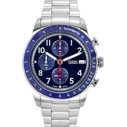 Orologio da uomo Fossil Sport Tourer Chronograph in acciaio inossidabile con quadrante blu al quarzo FS6047