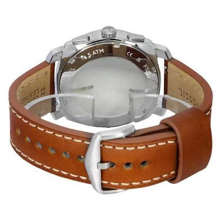 Orologio da uomo Fossil Machine Chronograph cinturino in pelle quadrante blu al quarzo FS6059
