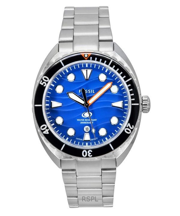 Orologio da uomo Fossil Breaker in acciaio inossidabile con quadrante blu al quarzo subacqueo FS6064 200M