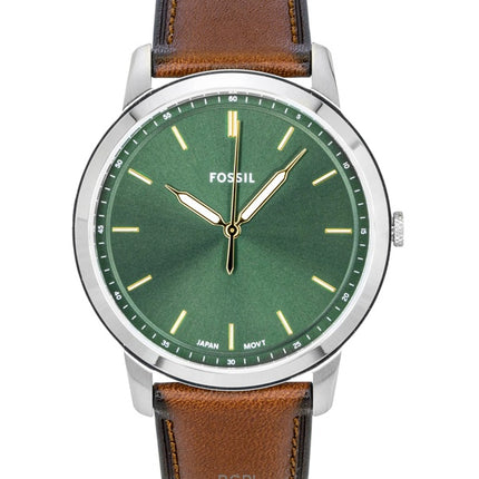 Orologio da uomo Fossil Minimalist con cinturino in pelle e quadrante verde al quarzo FS6094