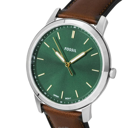 Orologio da uomo Fossil Minimalist con cinturino in pelle e quadrante verde al quarzo FS6094