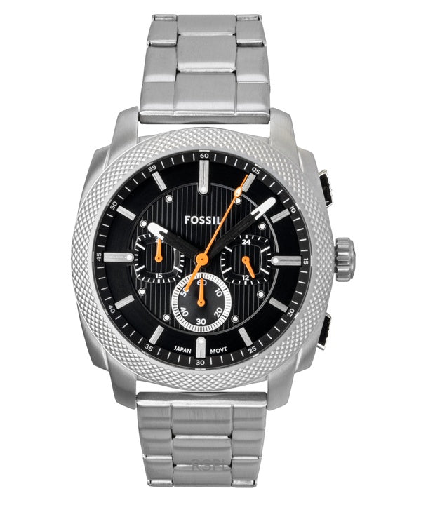 Orologio da uomo Fossil Machine Chronograph in acciaio inossidabile con quadrante nero al quarzo FS6095