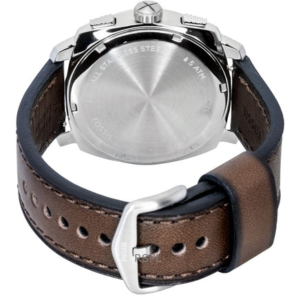 Fossil Machine Chronograph Leather Strap Green Dial Quartz FS6100 Men's Watch