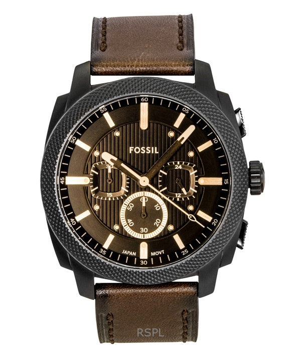 Orologio da uomo Fossil Machine Chronograph con cinturino in pelle e quadrante marrone al quarzo FS6101
