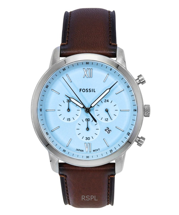 Orologio da uomo Fossil Neutra Chronograph con cinturino in pelle e quadrante blu Sunray al quarzo FS6109
