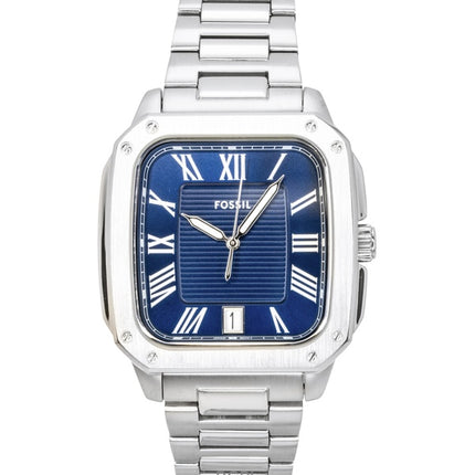 Orologio da uomo Fossil Crosby in acciaio inossidabile con quadrante blu al quarzo FS6121