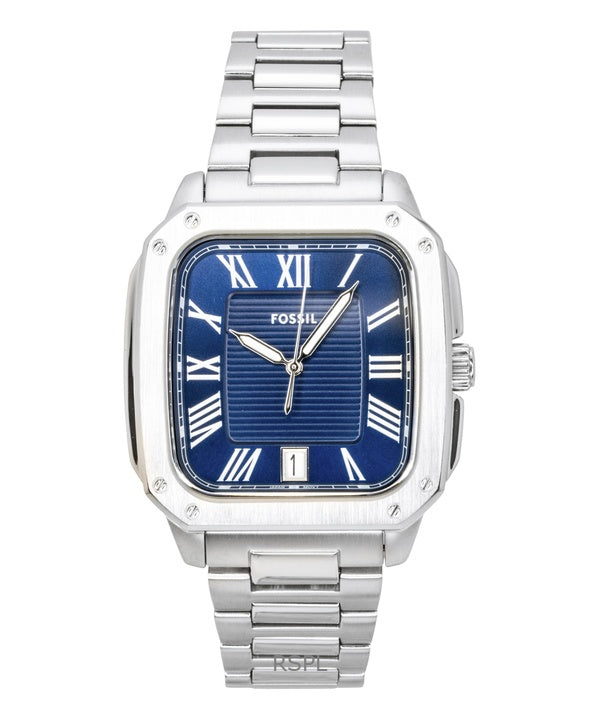 Orologio da uomo Fossil Crosby in acciaio inossidabile con quadrante blu al quarzo FS6121