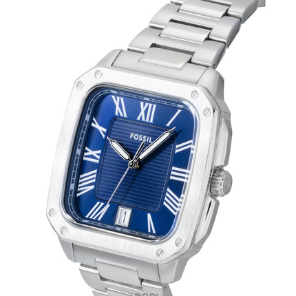 Orologio da uomo Fossil Crosby in acciaio inossidabile con quadrante blu al quarzo FS6121