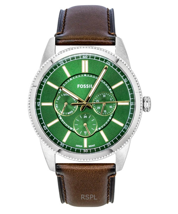 Orologio da uomo Fossil Pearson multifunzione con cinturino in pelle e quadrante verde al quarzo FS6137