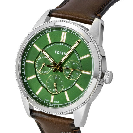 Orologio da uomo Fossil Pearson multifunzione con cinturino in pelle e quadrante verde al quarzo FS6137