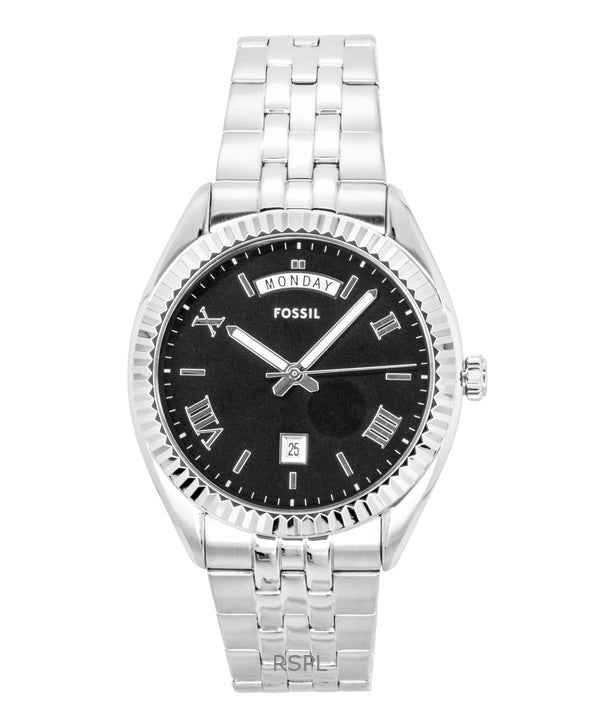 Orologio da uomo Fossil Campbell in acciaio inossidabile con quadrante nero al quarzo FS6139