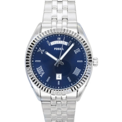 Orologio da uomo Fossil Campbell in acciaio inossidabile con quadrante blu al quarzo FS6140