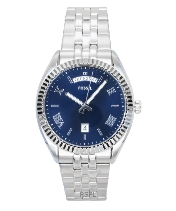 Orologio da uomo Fossil Campbell in acciaio inossidabile con quadrante blu al quarzo FS6140