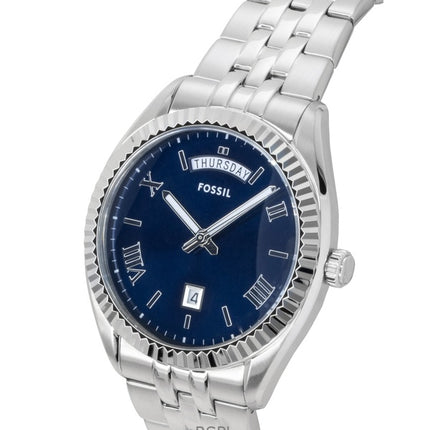 Orologio da uomo Fossil Campbell in acciaio inossidabile con quadrante blu al quarzo FS6140