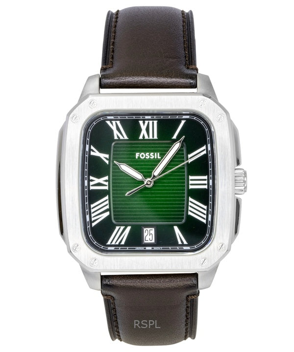 Orologio da uomo Fossil Crosby con cinturino in pelle e quadrante verde al quarzo FS6150