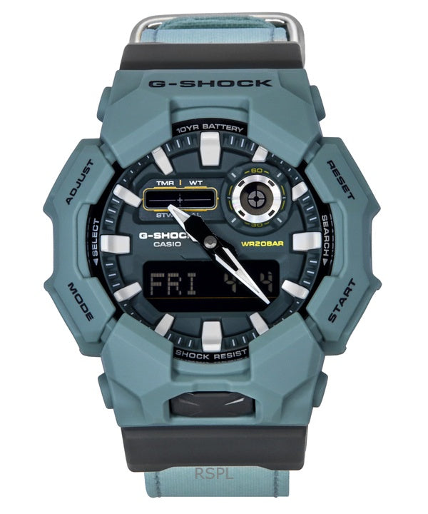 Orologio da uomo Casio G-Shock analogico digitale con cinturino in tessuto e quadrante blu al quarzo GA-010CE-2A 200M