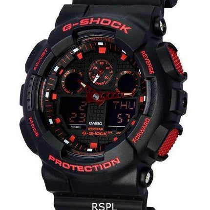 Orologio da uomo Casio G-Shock Ignite Red serie analogico digitale al quarzo GA-100BNR-1A GA100BNR-1 200M