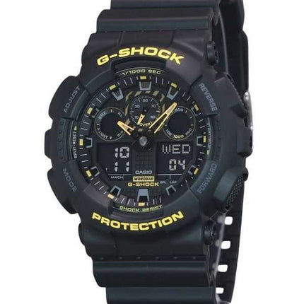 Orologio da uomo Casio G-Shock Caution giallo analogico digitale cinturino in resina quadrante nero GA-100CY-1A 200M