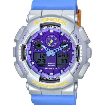 Orologio da uomo Casio G-Shock Euphoria analogico digitale cinturino in resina blu quadrante viola al quarzo GA-100EU-8A2 200M
