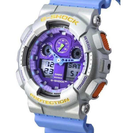 Orologio da uomo Casio G-Shock Euphoria analogico digitale cinturino in resina blu quadrante viola al quarzo GA-100EU-8A2 200M
