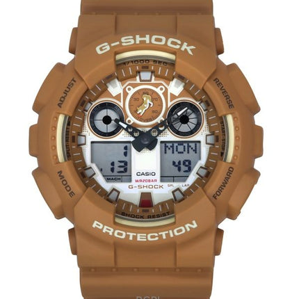 Casio G-Shock Analog Digital The Shiba Inu Cinturino in resina Quadrante marrone Quarzo GA-100SHB-5A 200M Orologio da uomo