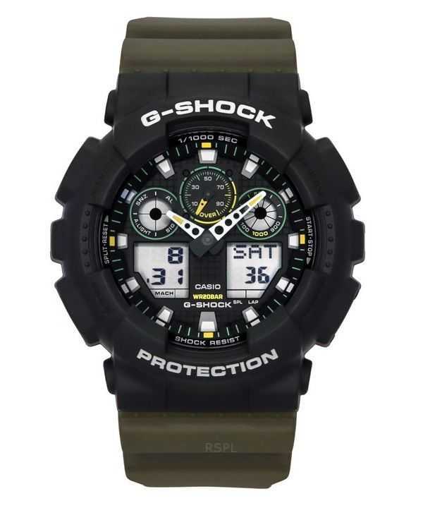 Casio G-Shock Analog Digital Resin Strap Black Dial Quartz GA-100TU-1A3 200M Orologio da uomo