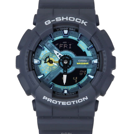 Orologio da uomo Casio G-Shock analogico digitale in resina a base biologica con quadrante blu al quarzo GA-110AS-2A 200M