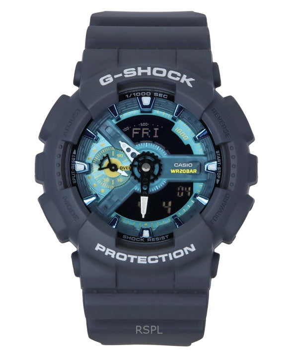 Orologio da uomo Casio G-Shock analogico digitale in resina a base biologica con quadrante blu al quarzo GA-110AS-2A 200M