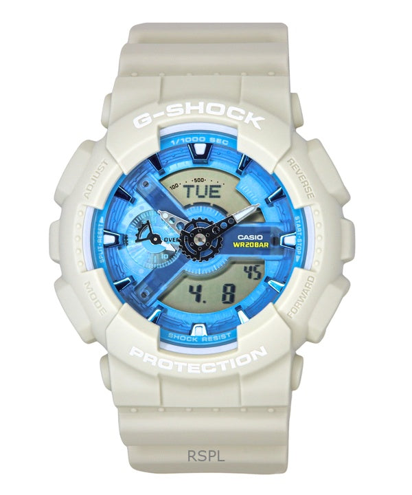 Orologio da uomo Casio G-Shock analogico digitale in resina a base biologica con quadrante blu al quarzo GA-110AS-5A 200M