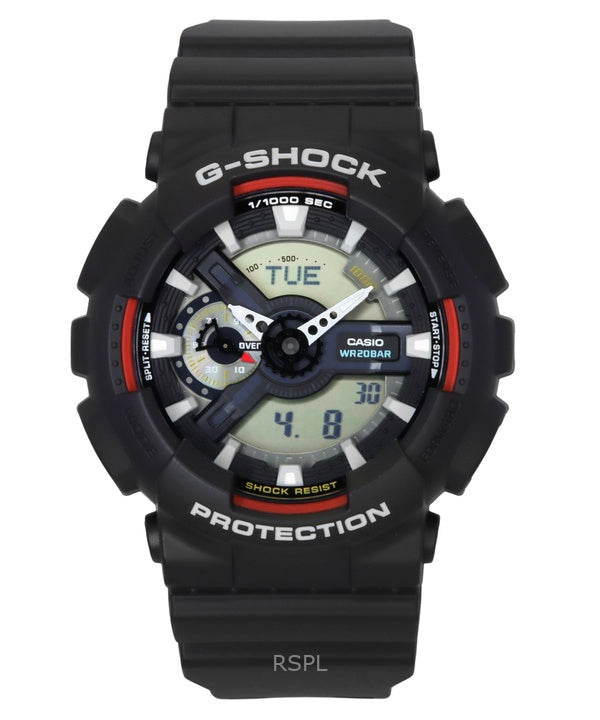Orologio da uomo Casio G-Shock analogico digitale in resina a base biologica con quadrante nero al quarzo GA-110RL-1A 200M
