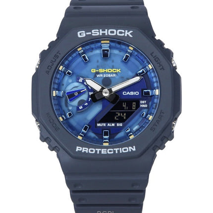 Orologio da uomo Casio G-Shock analogico digitale con cinturino in resina a base biologica, quadrante blu, al quarzo GA-2100AS-2A 200M