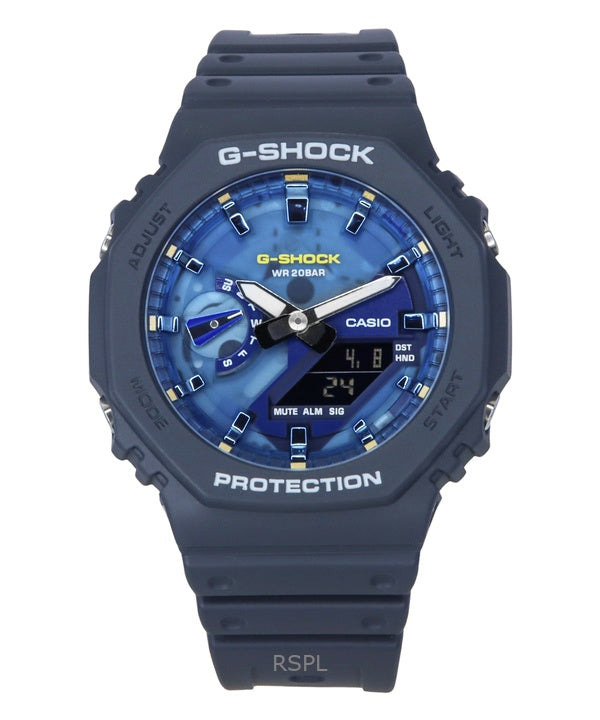 Orologio da uomo Casio G-Shock analogico digitale con cinturino in resina a base biologica, quadrante blu, al quarzo GA-2100AS-2A 200M