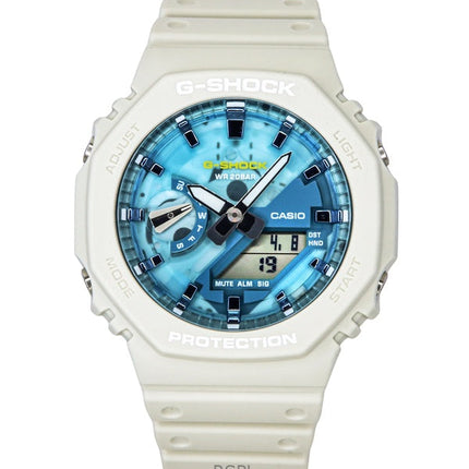 Orologio da uomo Casio G-Shock analogico digitale con cinturino in resina a base biologica, quadrante blu, al quarzo GA-2100AS-5A 200M