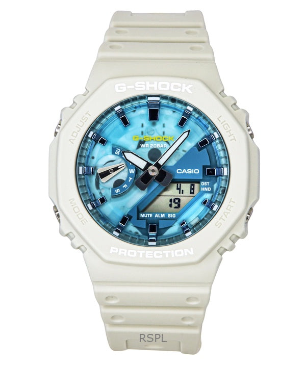 Orologio da uomo Casio G-Shock analogico digitale con cinturino in resina a base biologica, quadrante blu, al quarzo GA-2100AS-5A 200M