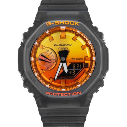 Orologio da uomo Casio G-Shock analogico digitale con cinturino in resina e quadrante arancione al quarzo GA-2100FLS-8A4 200M