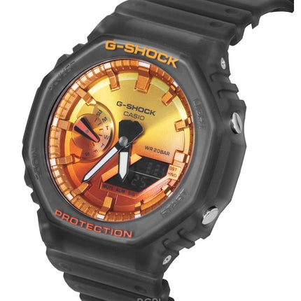 Orologio da uomo Casio G-Shock analogico digitale con cinturino in resina e quadrante arancione al quarzo GA-2100FLS-8A4 200M