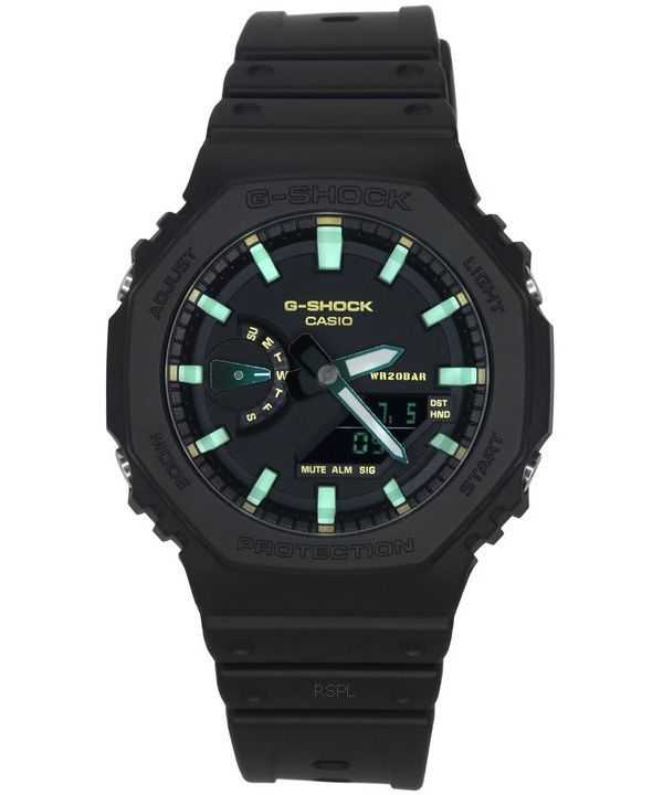 Orologio da uomo Casio G-Shock analogico digitale cinturino in resina quadrante nero quarzo GA-2100RC-1A 200M