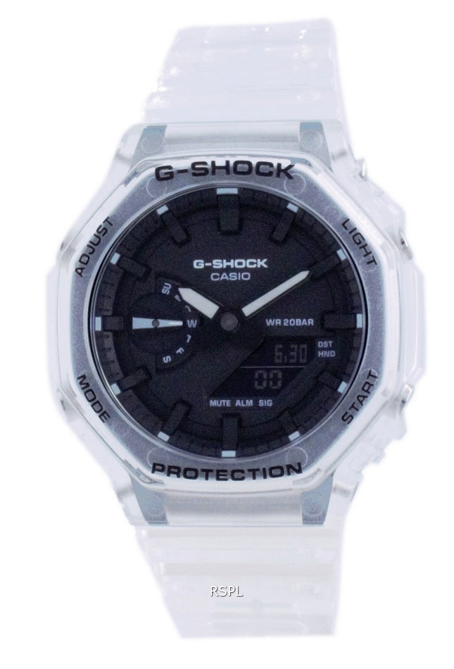 Orologio da uomo analogico digitale al quarzo Casio G-Shock scheletro trasparente subacqueo GA-2100SKE-7A GA2100SKE-7 200M masch