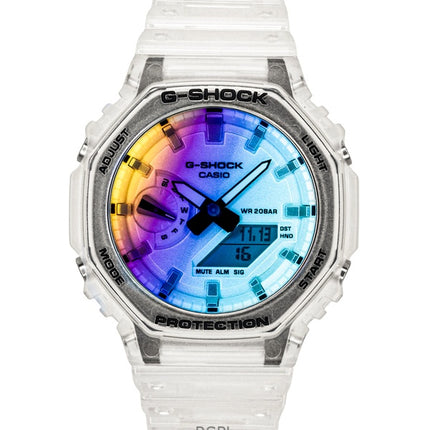 Orologio da uomo Casio G-Shock analogico digitale con cinturino in resina trasparente e quadrante multicolore al quarzo GA-2100SRS-7A 200M
