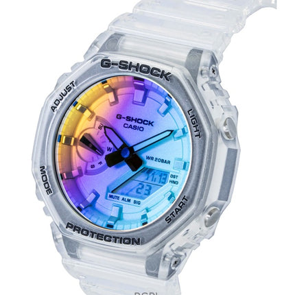 Orologio da uomo Casio G-Shock analogico digitale con cinturino in resina trasparente e quadrante multicolore al quarzo GA-2100SRS-7A 200M