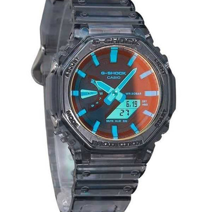 Casio G-Shock Analogico Digitale Cinturino in Resina Trasparente Quadrante Multicolore Quarzo GA-2100TLS-8A 200M Orologio da Uom