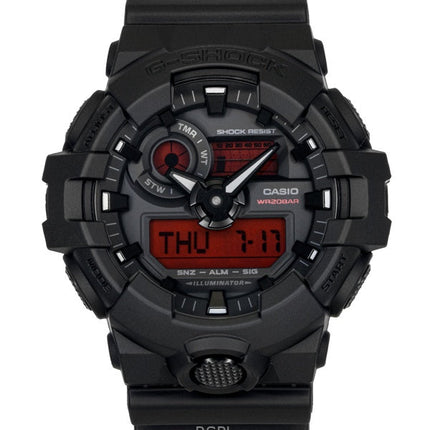 Orologio da uomo Casio G-Shock analogico digitale con cinturino in resina e quadrante nero al quarzo GA-700BBR-1A 200M